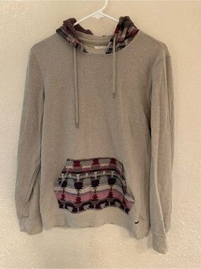 on the byas Beige Knit Hoodie with Subtle Red Accent